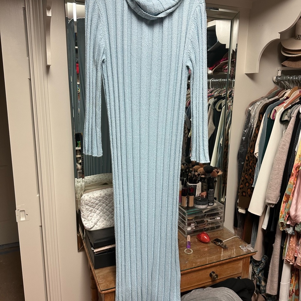 Light Blue Cowl Neck Knit Dress- Free People